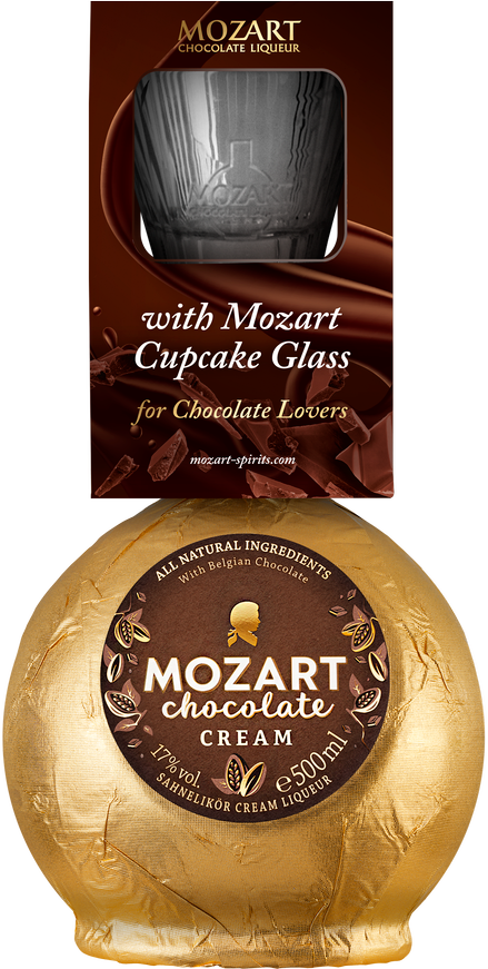 Моцарт Шоколадный Крем в подарочной упаковке с бокалом с гранями 0.5 л