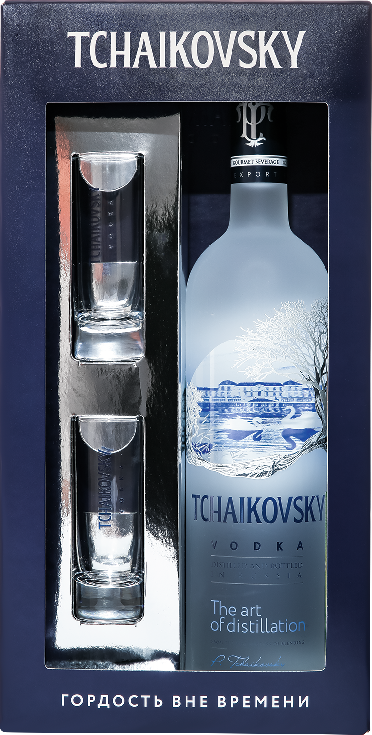 Чайковский в подарочной упаковке с двумя стопками - 0.7 л