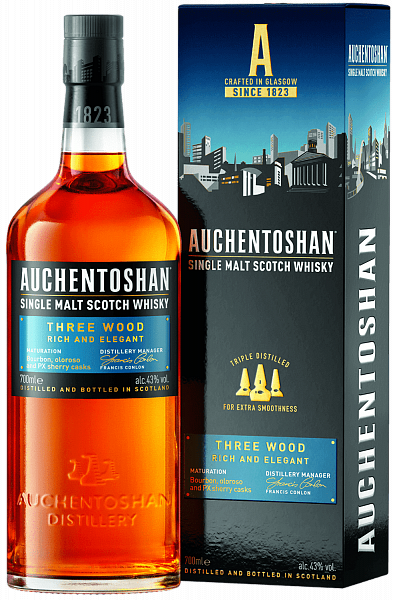 Auchentoshan Three Wood Single Malt Scotch Whisky (gift box), 0.7 л