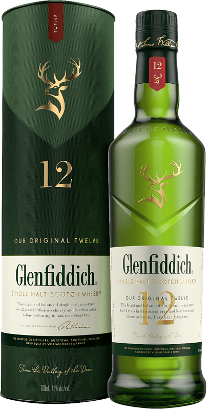 Гленфиддик 12 лет односолодовый шотландский виски в подарочной упаковке 0.7 л