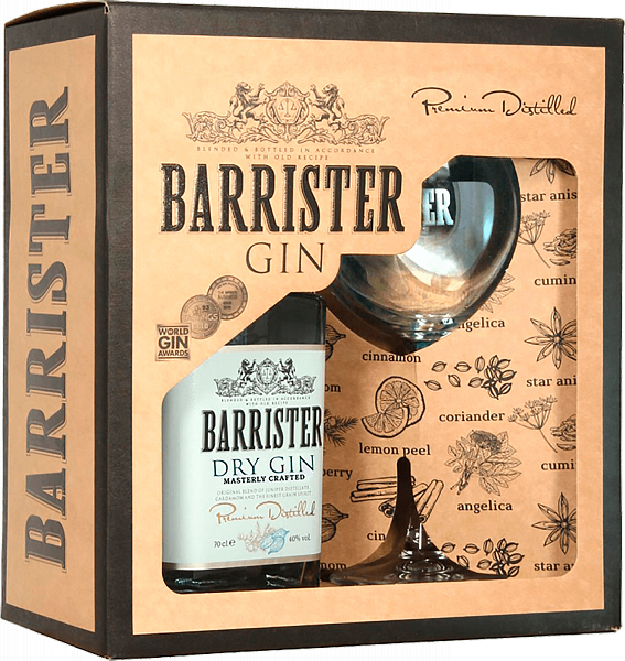Barrister Dry Gin (gift box with a glass), 0.7 л