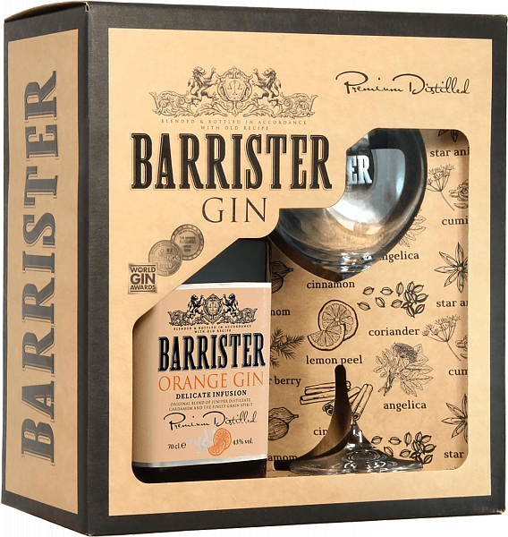 Barrister Orange Gin (gift box with a glass), 0.7 л
