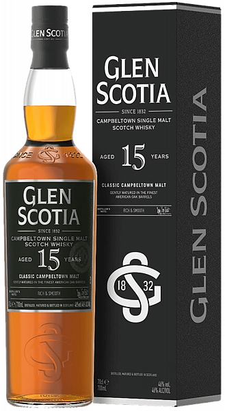 Виски Glen Scotia Campbeltown 15 Y.O. Single Malt Scotch Whisky (gift box), 0.7 л